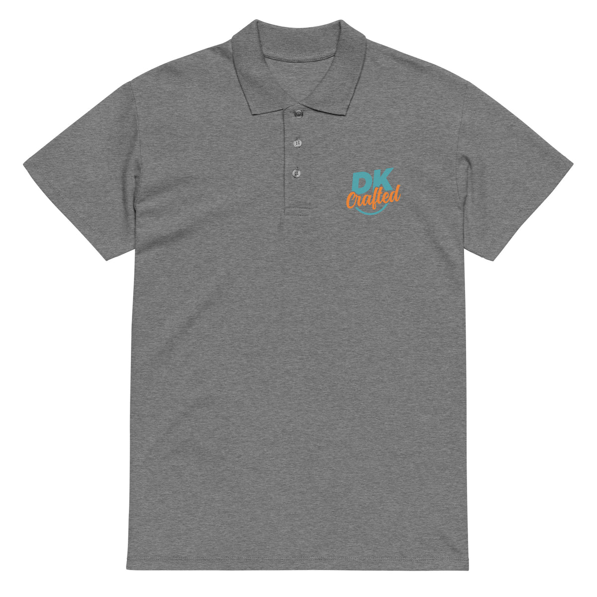 Premium pique polo shirt, Grey Melange, front view