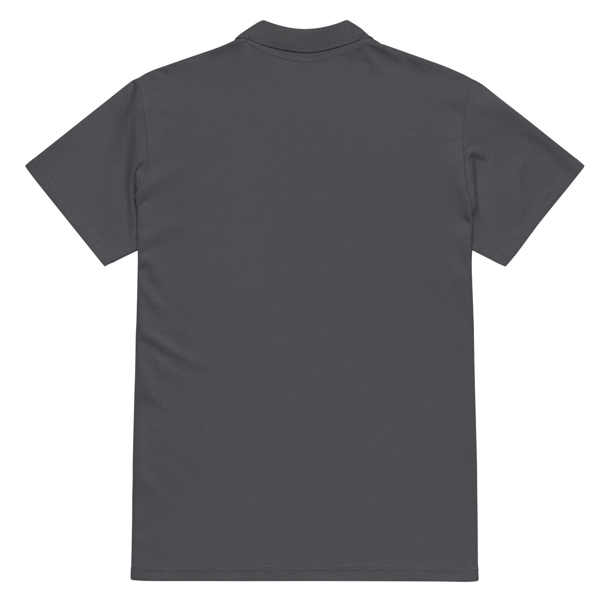Premium pique polo shirt, Mouse Grey, back view