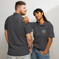 Premium pique polo shirt, Mouse Grey, front and back view