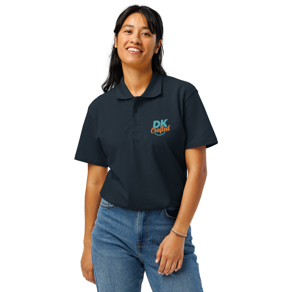 Premium pique polo shirt, Navy, front view