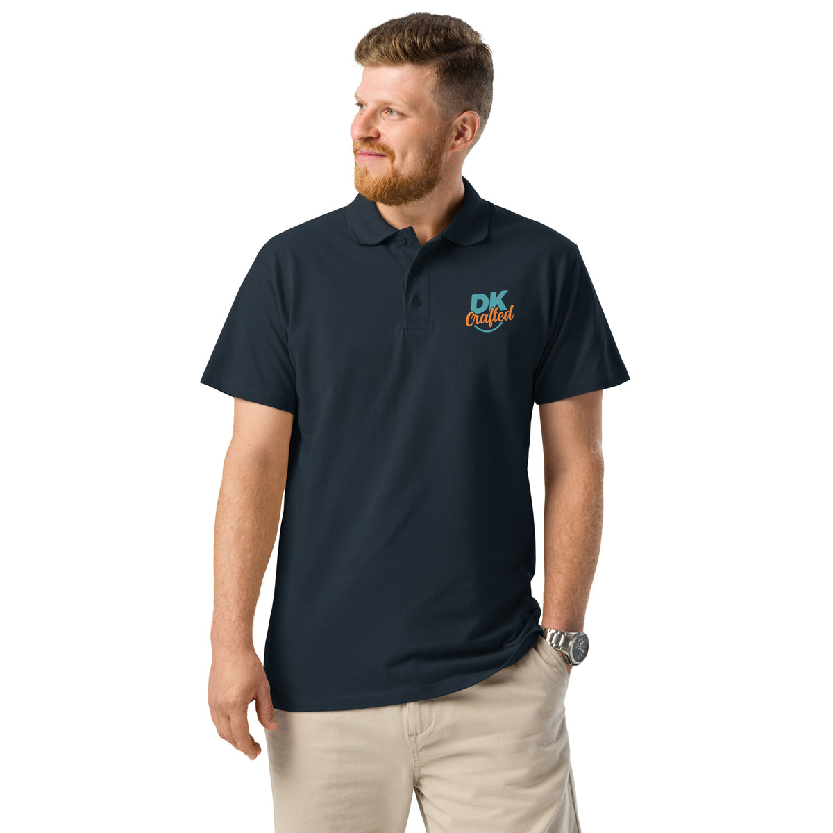 Premium pique polo shirt, Navy, front view