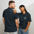 Premium pique polo shirt, Navy, front and back view