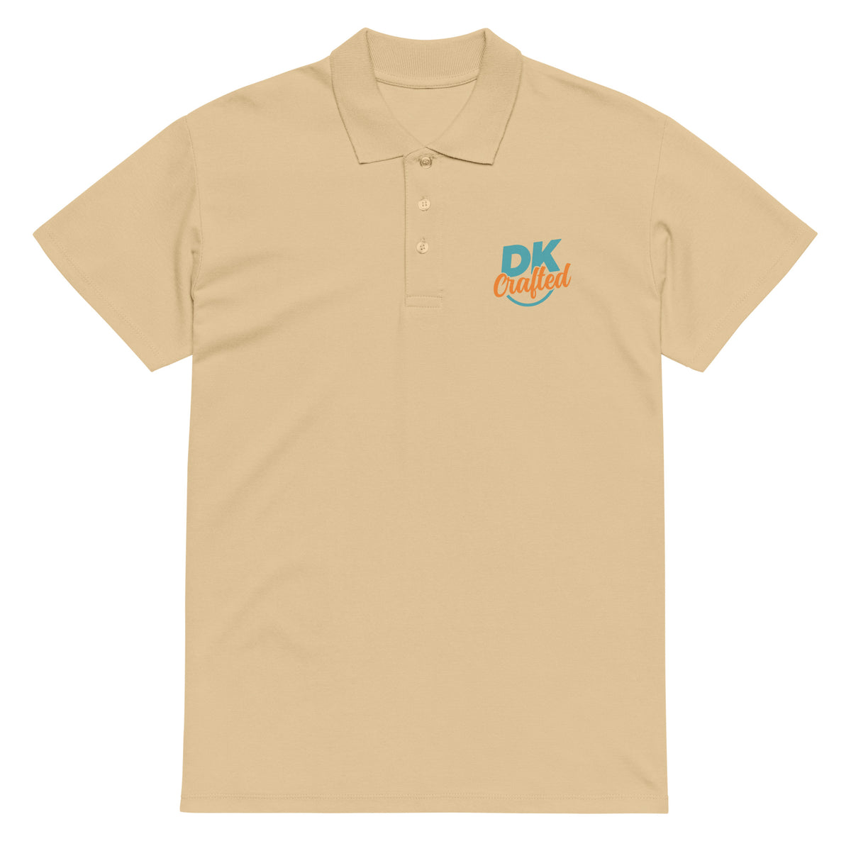 Premium pique polo shirt, Sand, front view