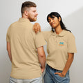 Premium pique polo shirt, Sand, front and back view