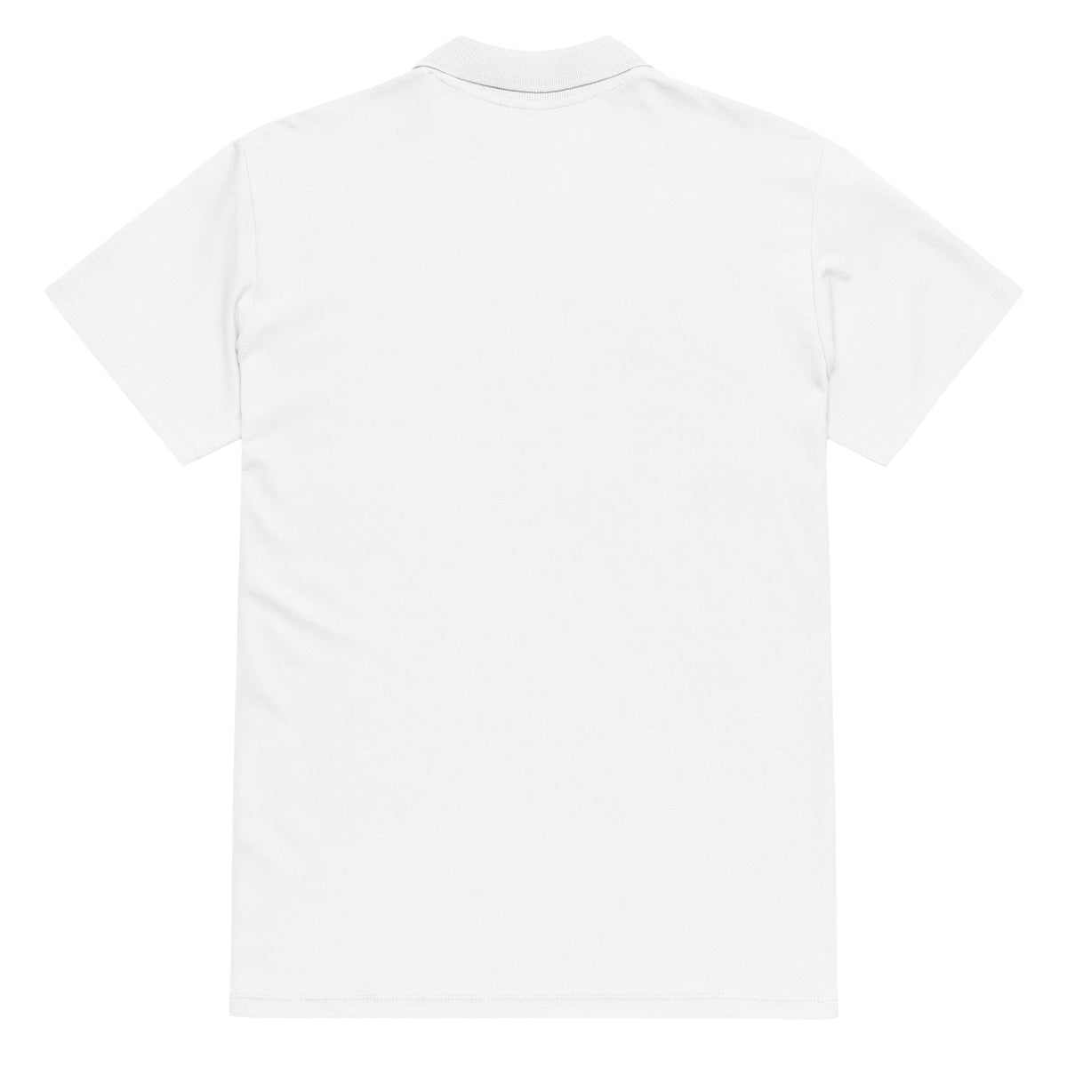 Premium pique polo shirt, White, back view