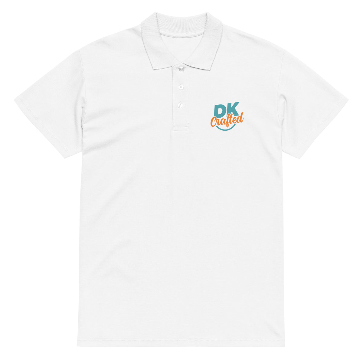 Premium pique polo shirt, White, front view