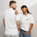 Premium pique polo shirt, White, front and back view
