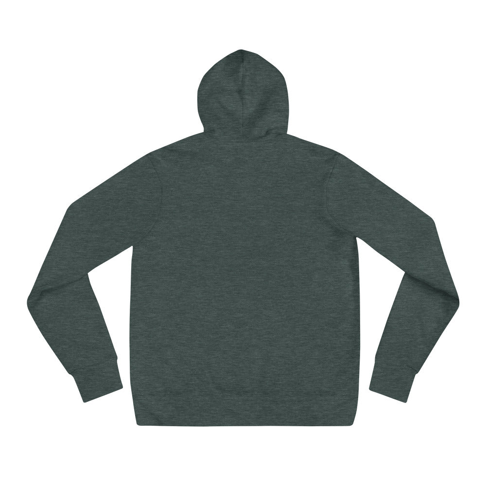 Soft and comfy unisex hoodie, Heather Forest, back view