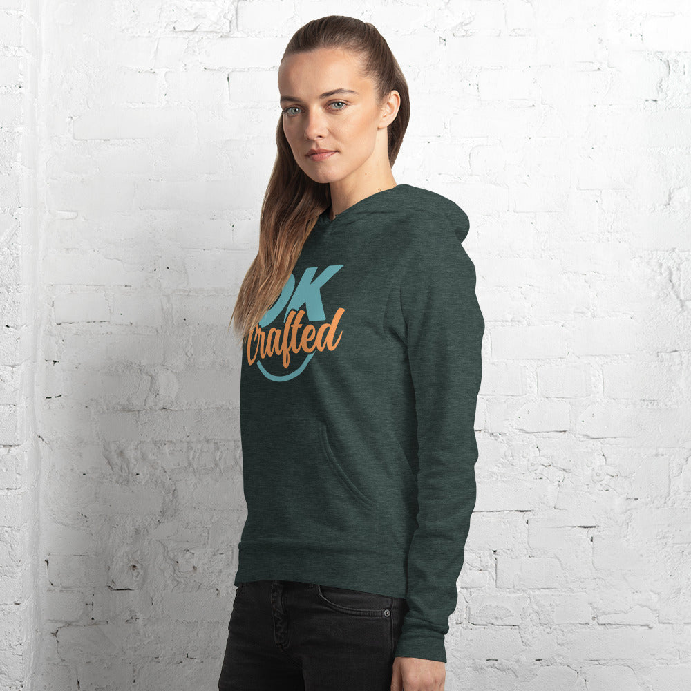 Soft and comfy unisex hoodie, Heather Forest, left front view