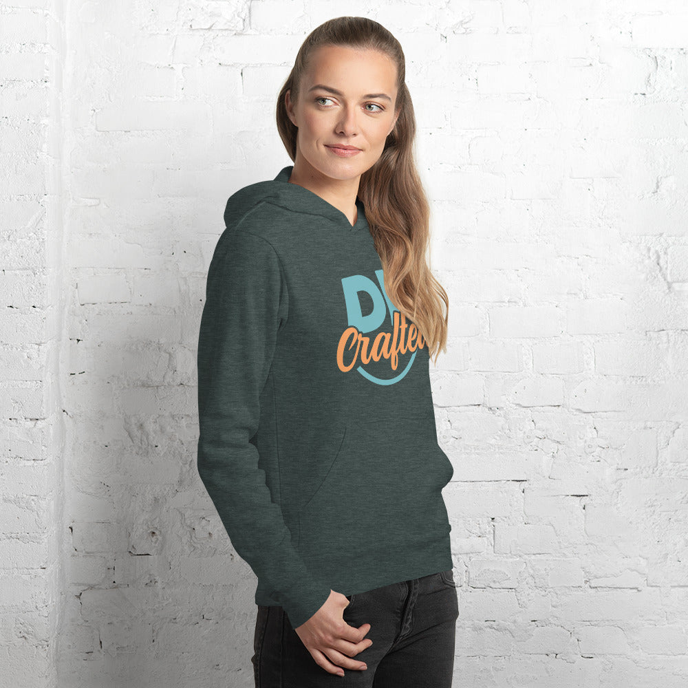 Soft and comfy unisex hoodie, Heather Forest, right front view
