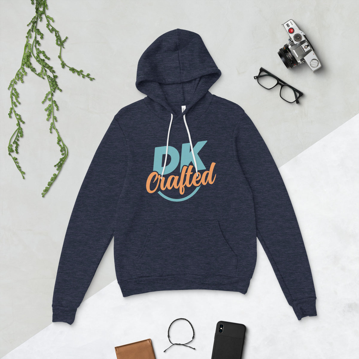 Soft and comfy unisex hoodie, Heather Navy, front view
