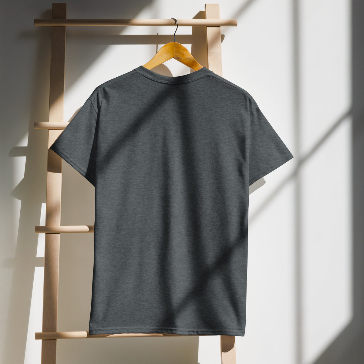 DryBlend T-Shirt in Dark Heather, back view