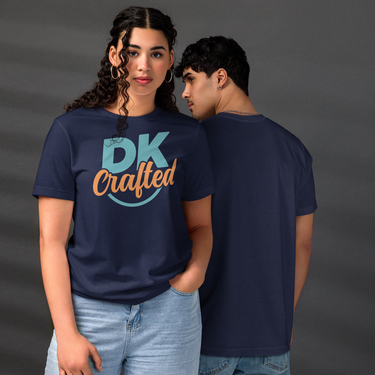 Unisex staple t-shirt, Navy, front and back view