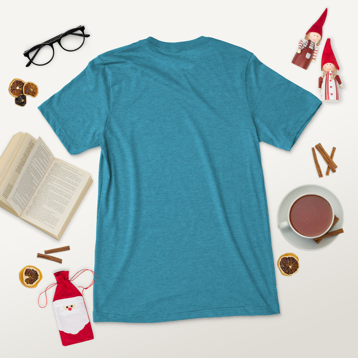 Short sleeve t-shirt, Aqua Triblend, back view