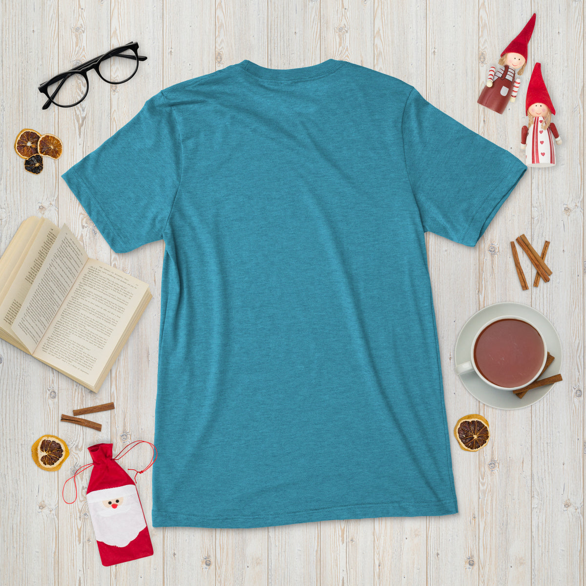 Short sleeve t-shirt, Aqua Triblend, back view