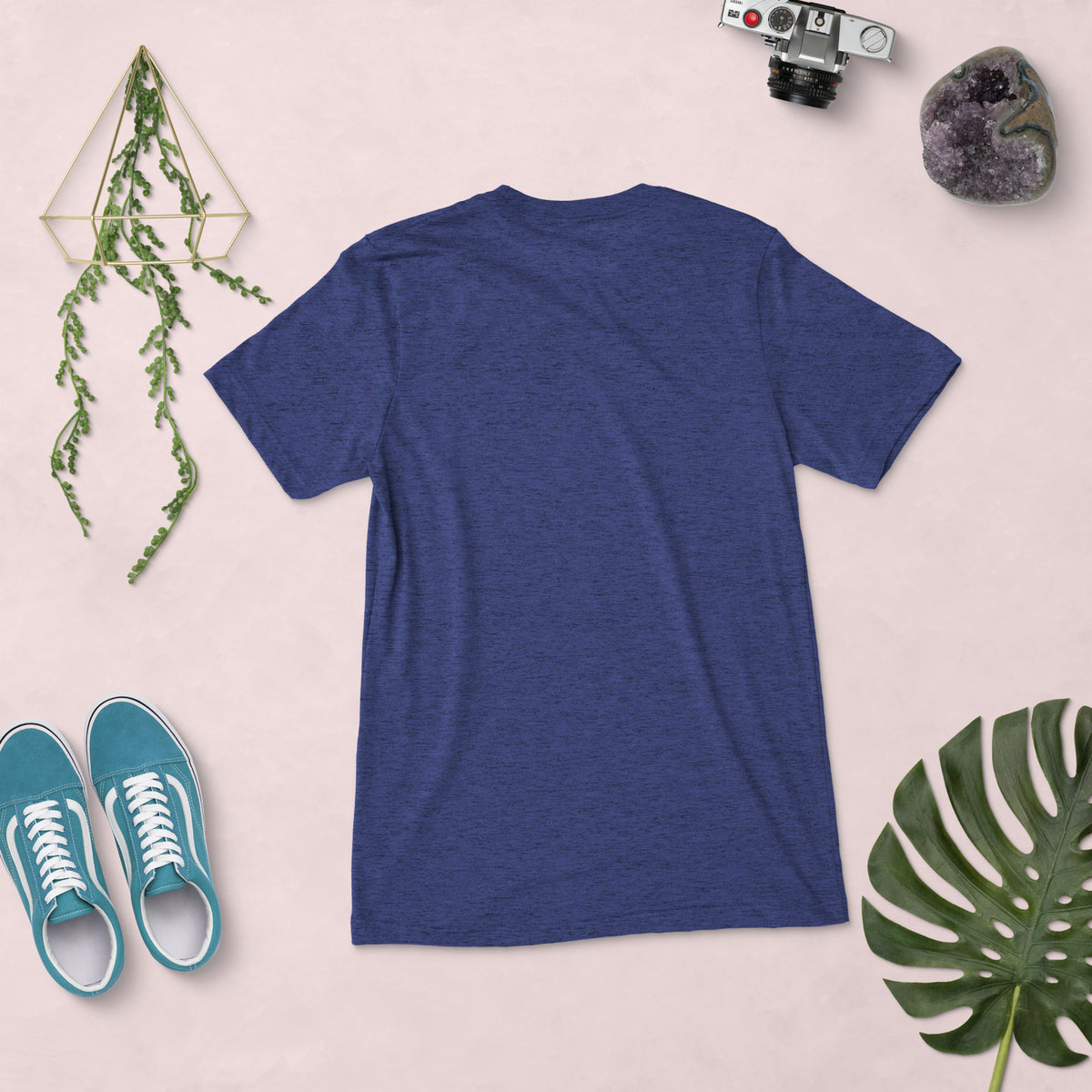 Short sleeve t-shirt, Navy Triblend, back view