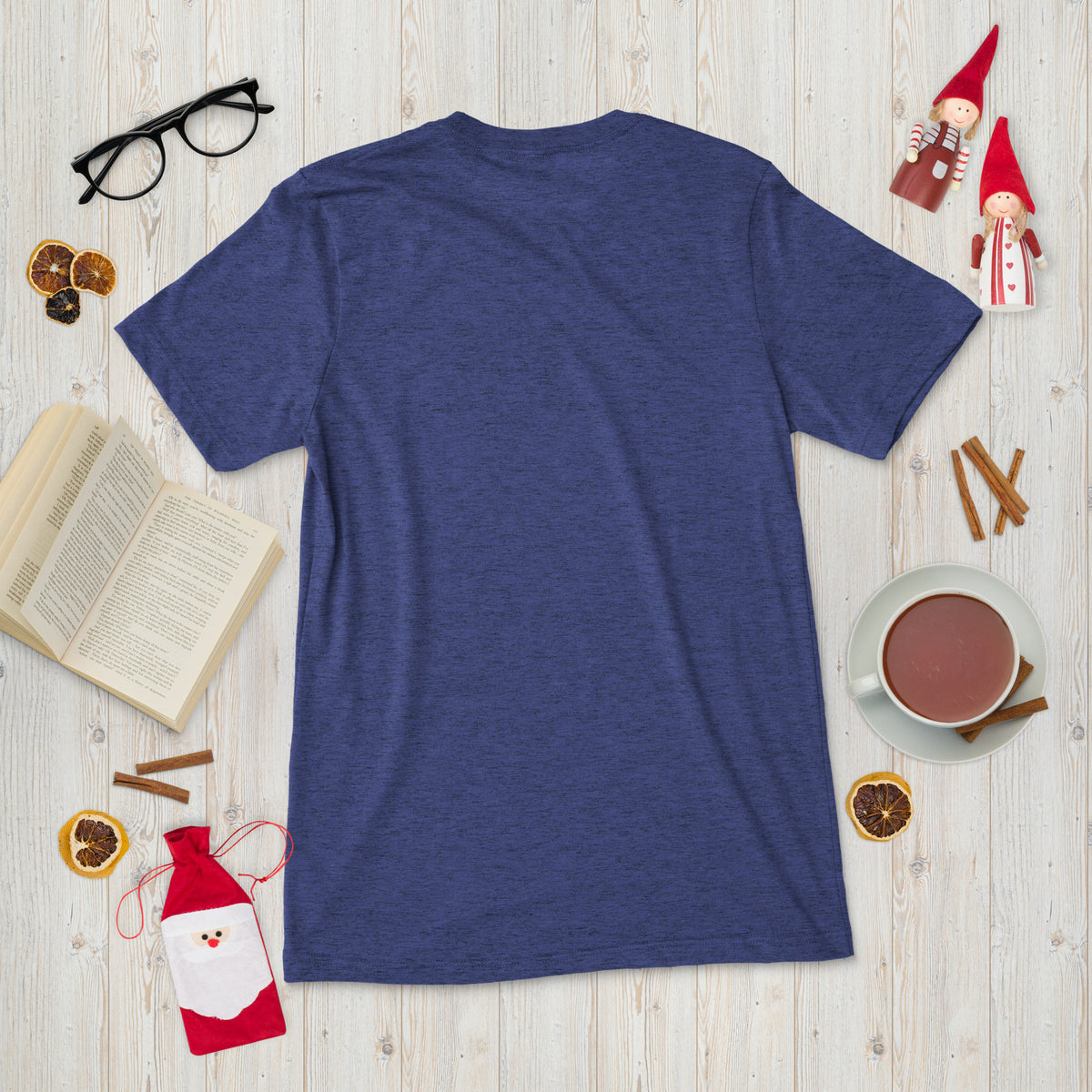 Short sleeve t-shirt, Navy Triblend, back view