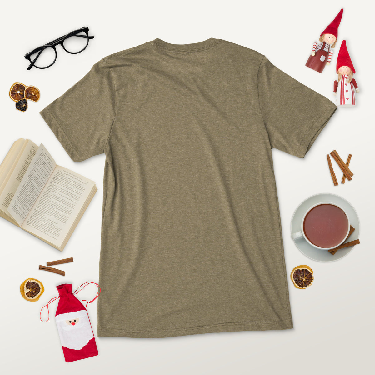 Short sleeve t-shirt, Olive Triblend, back view