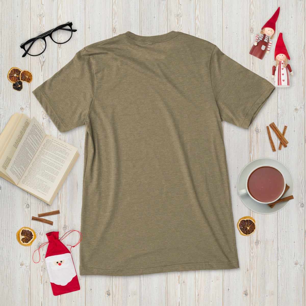 Short sleeve t-shirt, Olive Triblend, back view