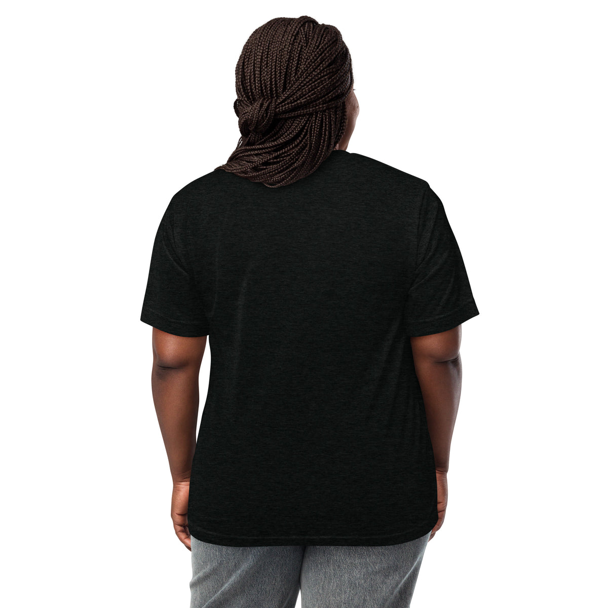Short sleeve t-shirt, Solid Black Triblend, back view