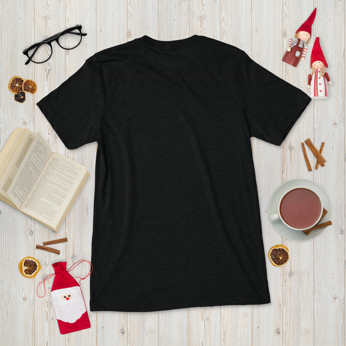 Short sleeve t-shirt, Solid Black Triblend, back view