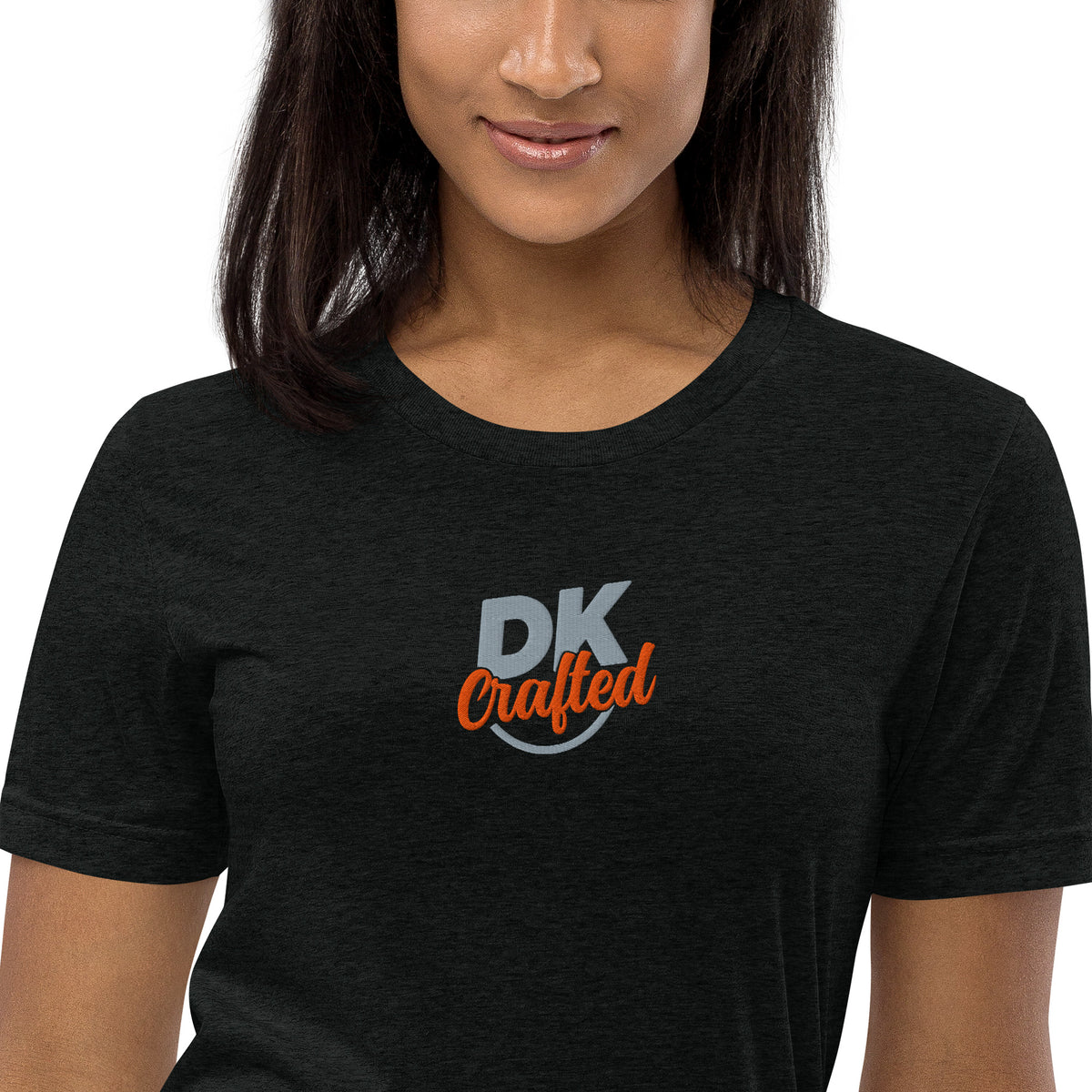 Short sleeve t-shirt, Solid Black Triblend, fabric detail view