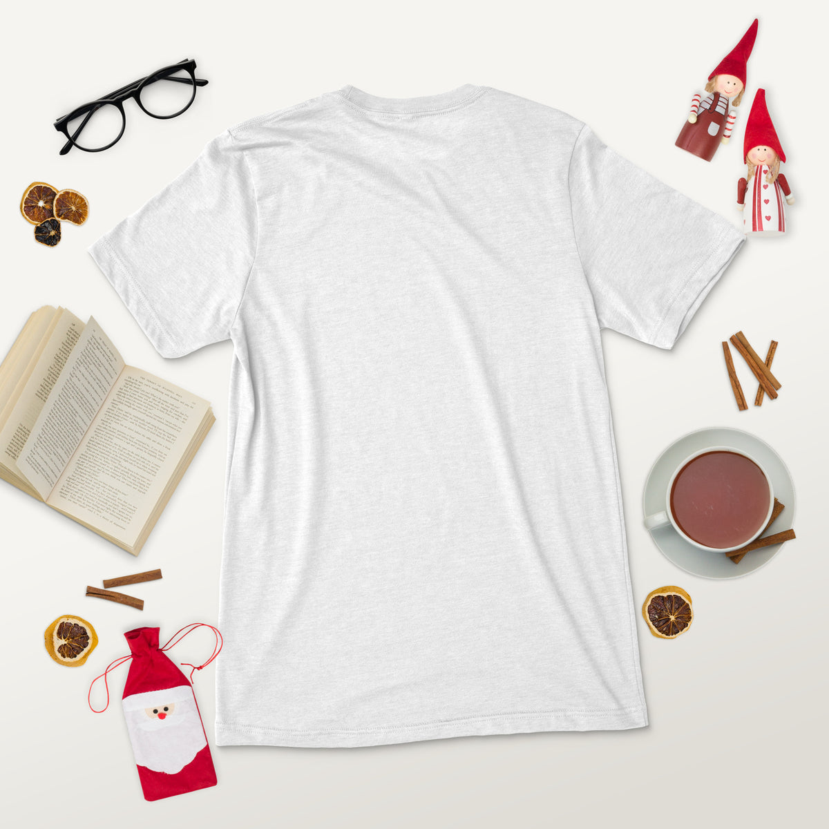 Short sleeve t-shirt, Solid White Triblend, back view