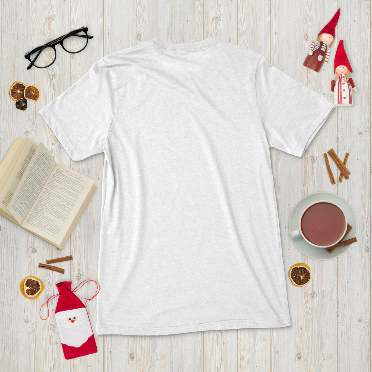 Short sleeve t-shirt, Solid White Triblend, back view