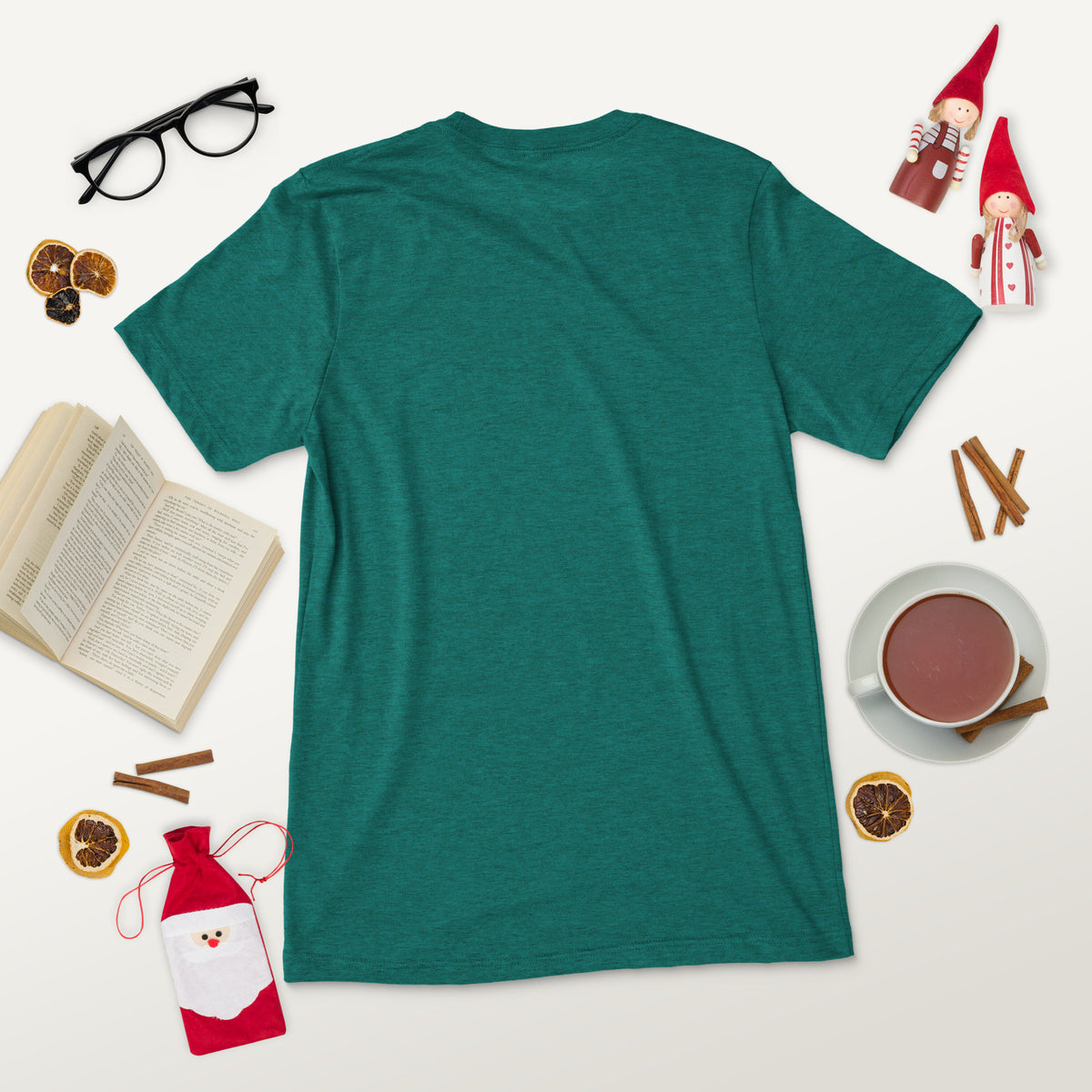 Short sleeve t-shirt, Teal Triblend, back view