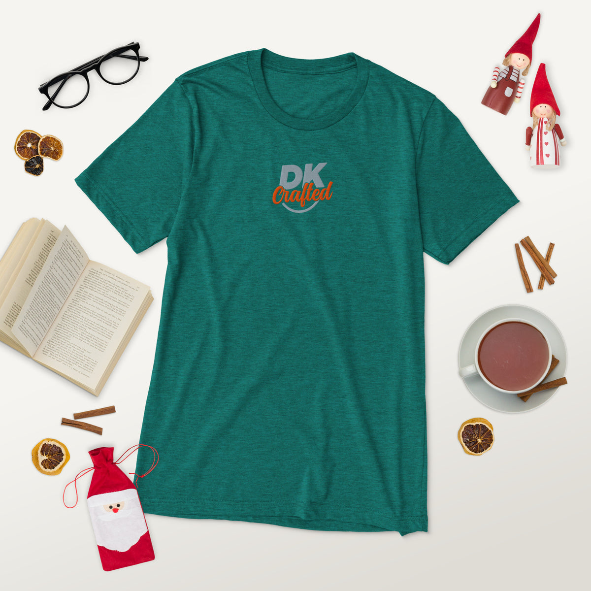 Short sleeve t-shirt, Teal Triblend, front view
