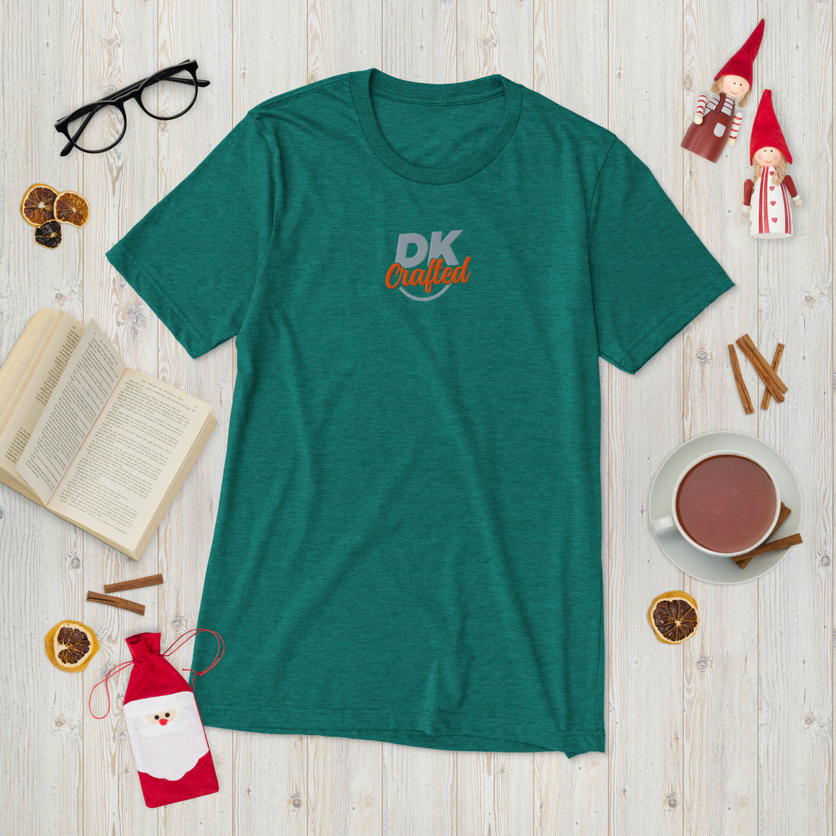 Short sleeve t-shirt, Teal Triblend, front view