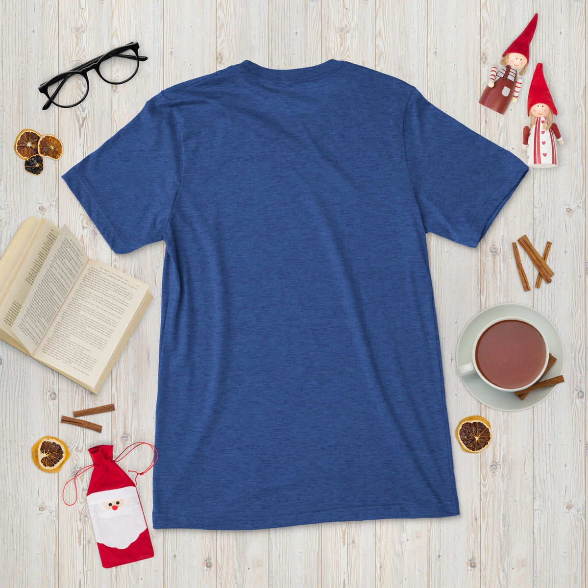 Short sleeve t-shirt, True Royal Triblend, back view