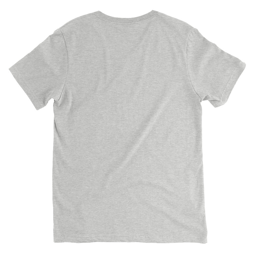 Unisex Short Sleeve V-Neck T-Shirt, Athletic Heather, back view