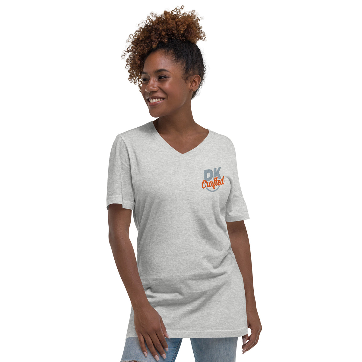 Unisex Short Sleeve V-Neck T-Shirt, Athletic Heather, front view