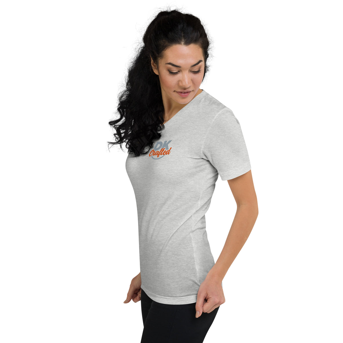 Unisex Short Sleeve V-Neck T-Shirt, Athletic Heather, left-front view