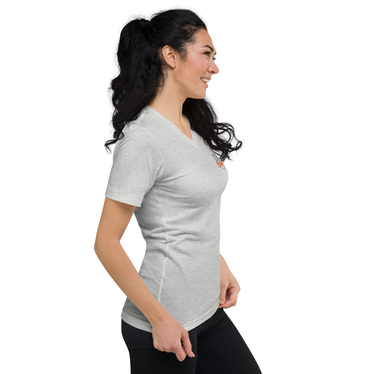 Unisex Short Sleeve V-Neck T-Shirt, Athletic Heather, right-front view