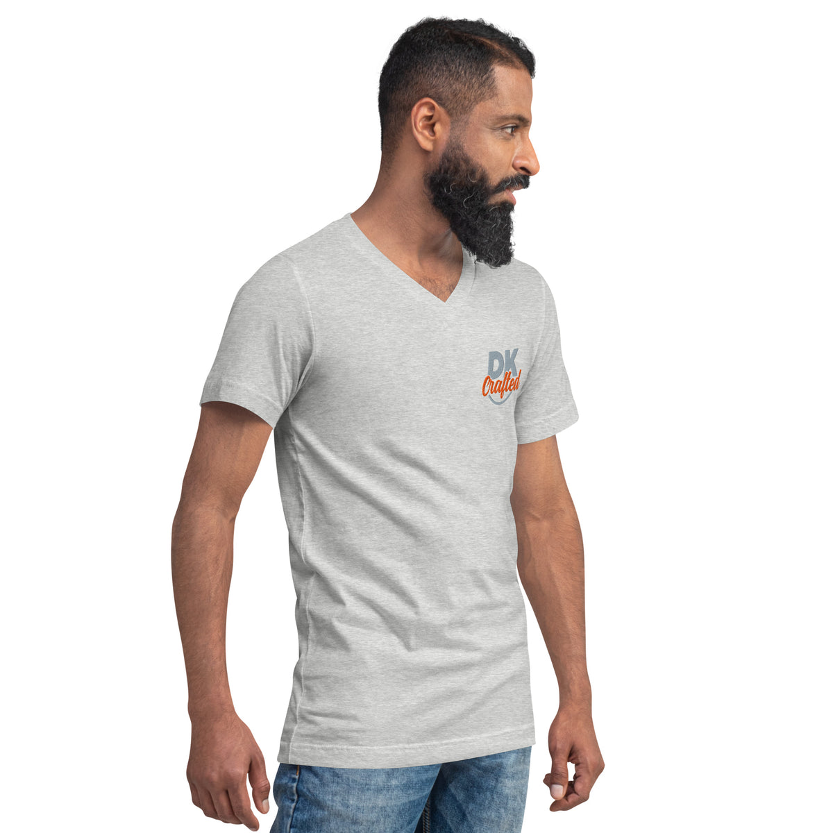 Unisex Short Sleeve V-Neck T-Shirt, Athletic Heather, right-front view