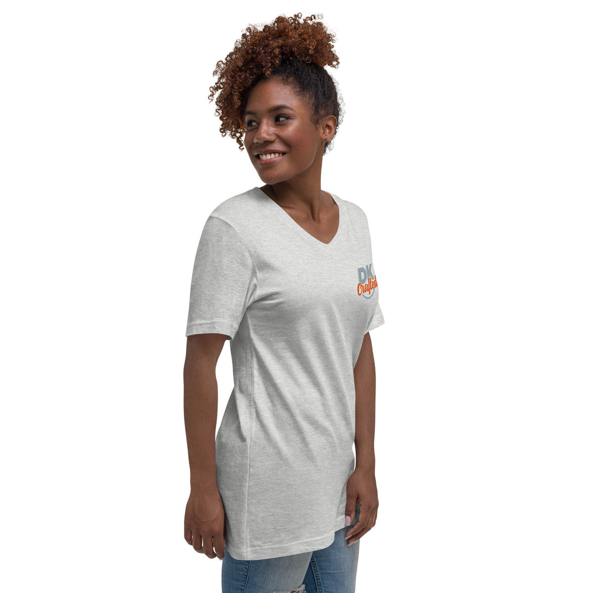 Unisex Short Sleeve V-Neck T-Shirt, Athletic Heather, right-front view