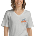 Unisex Short Sleeve V-Neck T-Shirt, Athletic Heather, fabric detail view