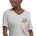 Unisex Short Sleeve V-Neck T-Shirt, Athletic Heather, fabric detail view