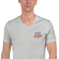 Unisex Short Sleeve V-Neck T-Shirt, Athletic Heather, fabric detail view