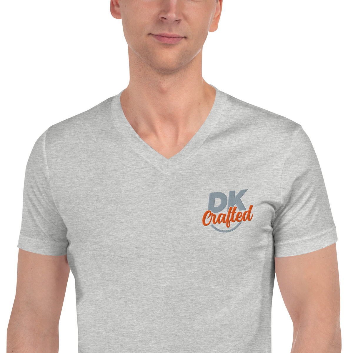 Unisex Short Sleeve V-Neck T-Shirt, Athletic Heather, fabric detail view