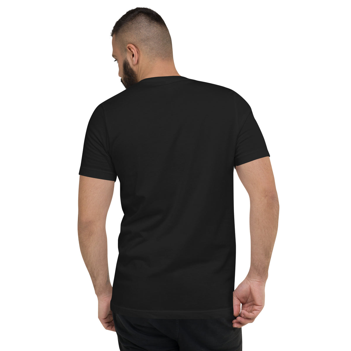 Unisex Short Sleeve V-Neck T-Shirt, Black, back view