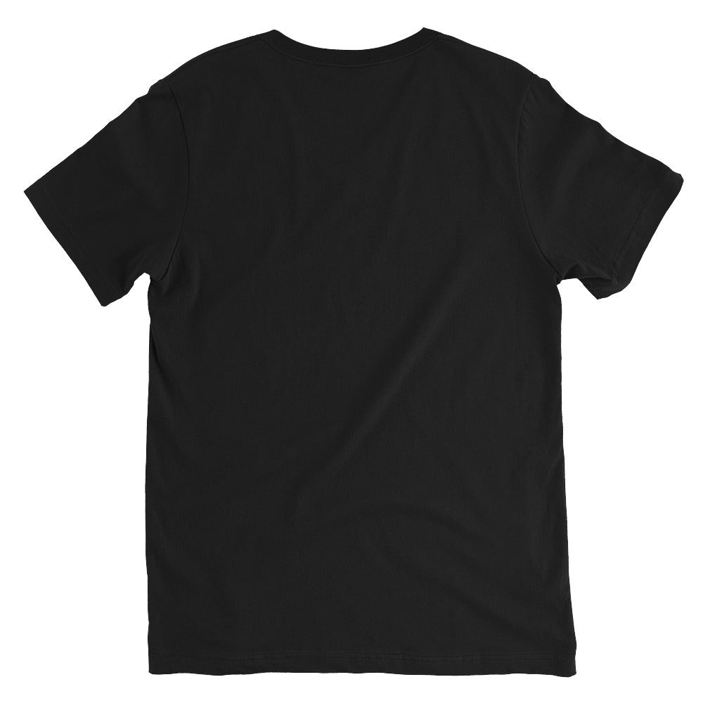 Unisex Short Sleeve V-Neck T-Shirt, Black, back view