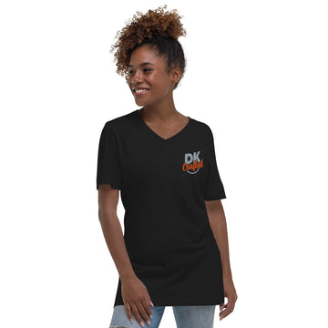 Unisex Short Sleeve V-Neck T-Shirt, Black, front view