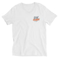 Unisex Short Sleeve V-Neck T-Shirt, White, front view