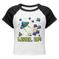 Women's micro rib raglan baby tee, White/Black, front view