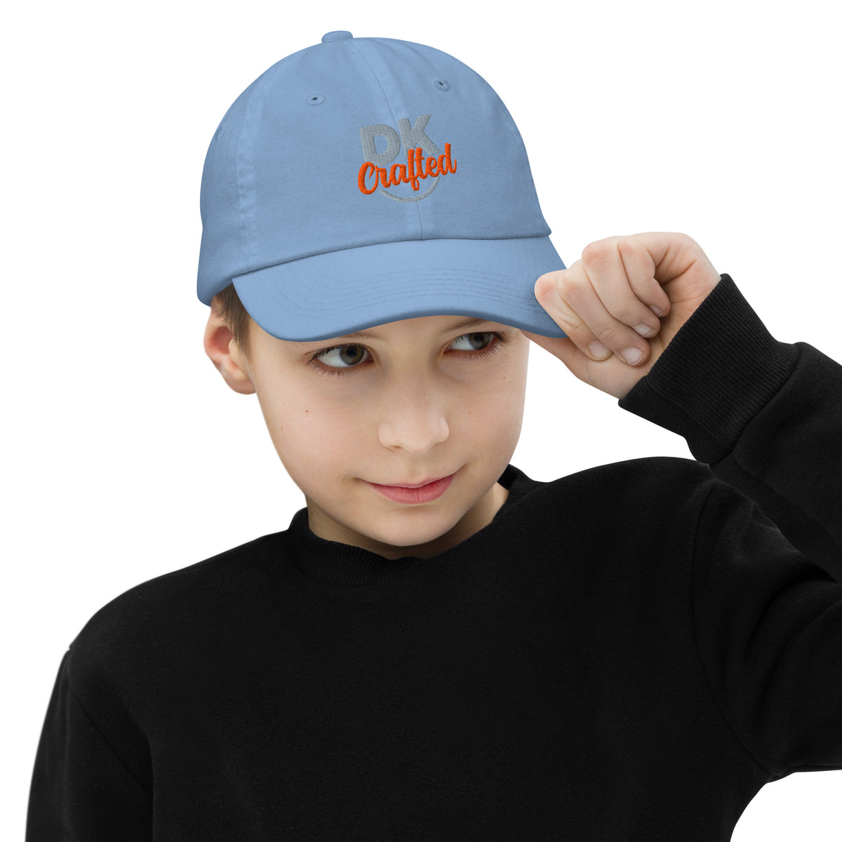 Youth baseball cap, Baby Blue, front view