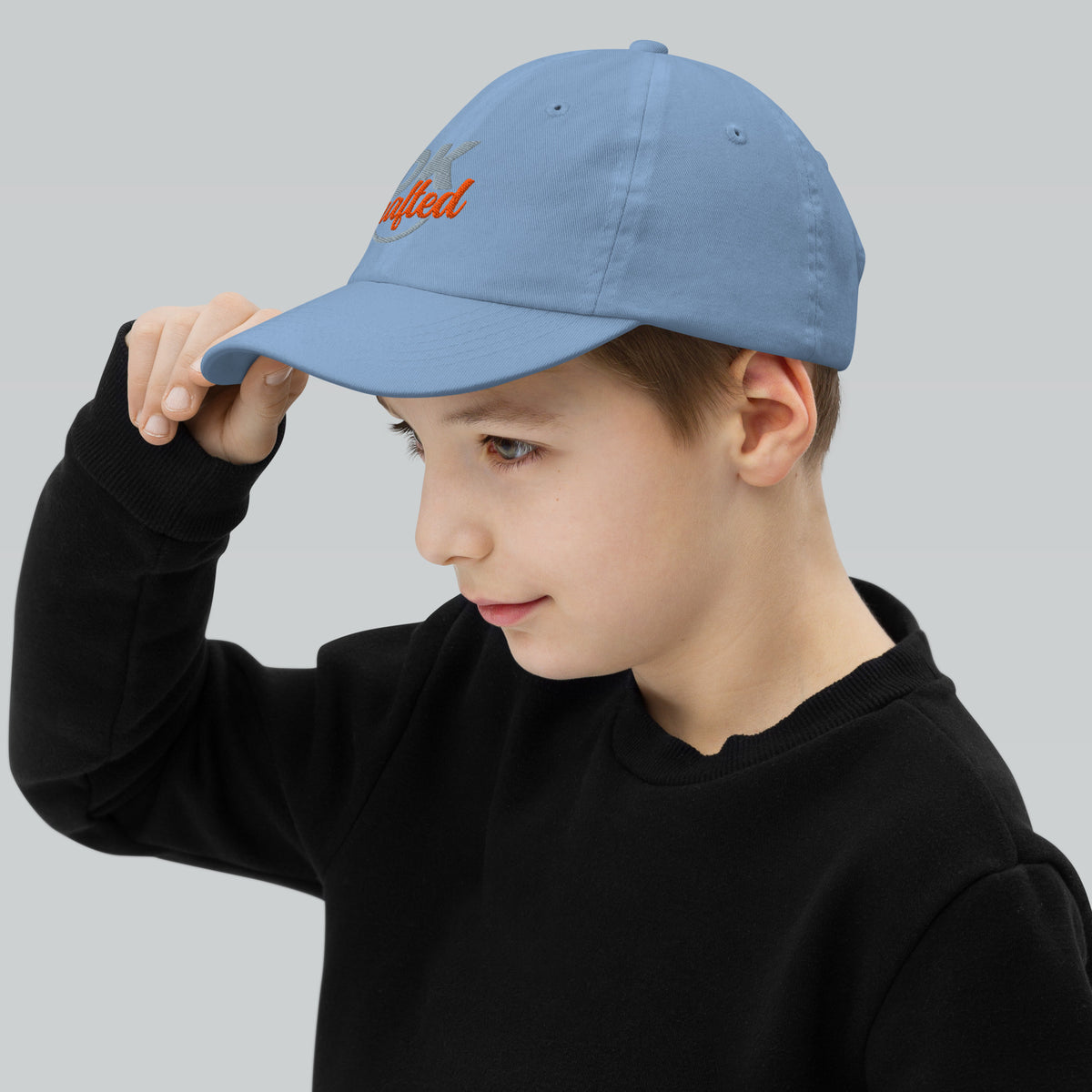 Youth baseball cap, Baby Blue, left side view