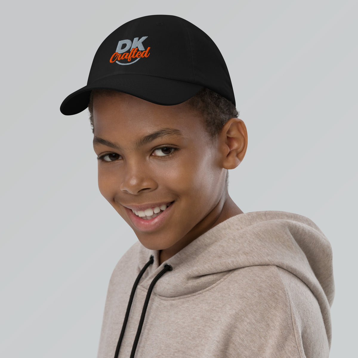 Youth baseball cap, Black, front view
